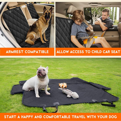 Premium Waterproof Dog Car Seat Cover - Non-Slip Back Seat Protector for SUVs, Trucks, and Cars with Middle Armrest - Black