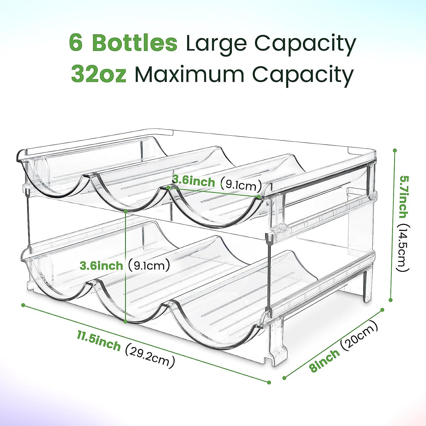 Cabinet Water Bottle Organizer Set - Stackable Storage Racks for Efficient Bottle Management (2-Pack)