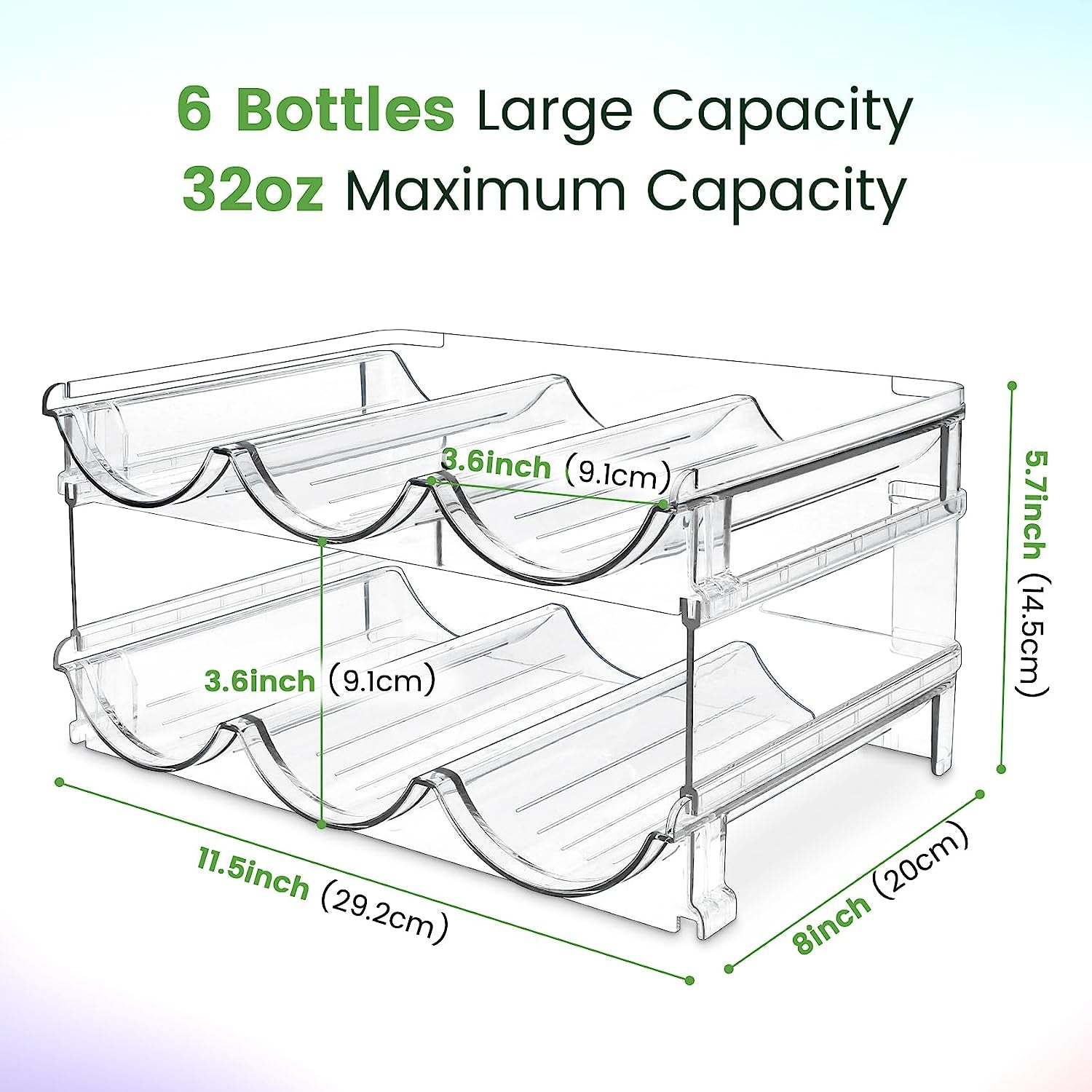 Cabinet Water Bottle Organizer Set - Stackable Storage Racks for Efficient Bottle Management (2-Pack)