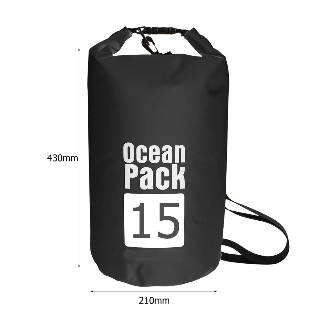 Waterproof Dry Bags for Swimming, Kayaking, Rafting, and Trekking - Available in 2L, 3L, 5L, 10L, and 15L Sizes