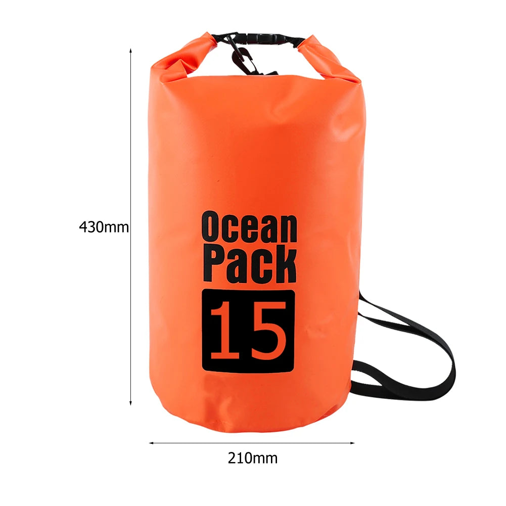 Waterproof Dry Bags for Swimming, Kayaking, Rafting, and Trekking - Available in 2L, 3L, 5L, 10L, and 15L Sizes